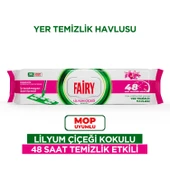 Fairy Çok Amaçlı Mop Uyumlu Yer Temizlik Havlusu 50 Yaprak | Lilyum Çiçeği| Beyaz Sirke & Karbonat - 1
