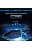 6 Fanlı Sessiz Laptop Soğutucu Stand Ayarlanabilir Rüzgar Hızı Çift USB 17.3'' Uyumlu Ergonomik - 4