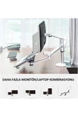 Çift Kollu Monitör ve Laptop Standı Ayarlanabilir Alüminyum Kol Masa Üstü Monitör ve Laptop Tutucu - 3