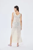 Peraluna Honeymoon, Ajurlu, Kadın Uzun Triko Plaj Elbisesi - KREM thumbnail 8