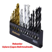 Matkap Ucu Set 16'lı Paket 3'ü Bir Arada Beton Duvar Ahşap Metal Çelik Delme Uç Değişik Uzunluk Çap - 4