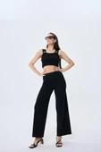 Memphis Trouser Kadın Rahat Kesim Triko Pantolon - SİYAH - 2