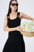 Peraluna Madison Kadın Yazlık Rayon Triko Elbise - SİYAH - 8