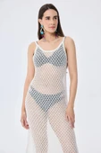Peraluna Angel, Ajurlu, Kadın Uzun Triko Plaj Elbisesi - EKRU thumbnail 3