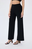 Memphis Trouser Kadın Rahat Kesim Triko Pantolon - SİYAH - 5