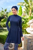 Rozamay 253125 Carter Lacivert  Tam Boy Lycralı Dijital Desen Tesettür Mayo thumbnail 1
