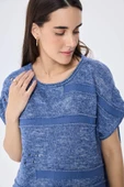 Peraluna, Sarah, Ajurlu, Kadın Yazlık Triko Bluz  - DENIM MIX - 4