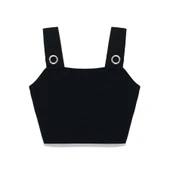 Peraluna Martha, Düz Örgü, Geniş Askılı Kadın Rayon Triko Bralet  - SİYAH - 8