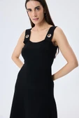 Peraluna Madison Kadın Yazlık Rayon Triko Elbise - SİYAH - 6