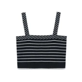 Peraluna Florence, Çizgili, Geniş Askılı Kadın Pamuklu Triko Krop Üst - SİYAH / BEYAZ ÇİZGİLİ thumbnail 9