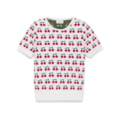 Peraluna Alice's Cherry, Kiraz Desenli Kadın Triko Yazlık Bluz  - EKRU MULTİ - 11