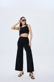 Memphis Trouser Kadın Rahat Kesim Triko Pantolon - SİYAH - 3