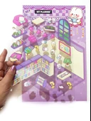 Kütüphane izometrik Sticker Yapım Seti 3d Etiket Yapışkanlı Çıkartma - Tavşan (No:01) - 1