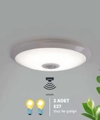 Sensörlü 360 derece Hareket Algılayıcılı Tavan Armatürü Otomatik Aydınlatma E27 Uyumlu 2 Ampul Girişli - 5