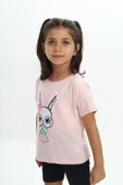 Toontoy Kız Çocuk Tavşan Baskılı Tişört - 5