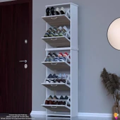 Modilayn VERVE Antre 52x194x26 cm 5 Düşer Kapak 10 Göz Bölmeli Ayakkabılık - 1