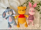 Amigurumi Organik Oyuncak Winni The Pooh Set (3'LÜ) Piglet, Eeyore, Winnie - 1
