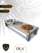 Kedi ve Köpekler İçin Sağlıklı Yeme Standı, Paslanmaz Çelik Şık Tasarım ve Kaymaz Ayaklar thumbnail 1