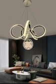 Kıvrım Tekli Cam Toplu Modern Oturma Led Avizesi - 7
