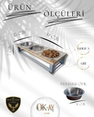 Kedi ve Köpekler İçin Sağlıklı Yeme Standı, Paslanmaz Çelik Şık Tasarım ve Kaymaz Ayaklar thumbnail 2