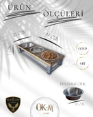 Kedi ve Köpekler İçin Sağlıklı Yeme Standı, Paslanmaz Çelik Şık Tasarım ve Kaymaz Ayaklar thumbnail 2