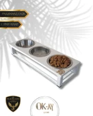 Kedi ve Köpekler İçin Sağlıklı Yeme Standı, Paslanmaz Çelik Şık Tasarım ve Kaymaz Ayaklar thumbnail 1