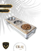 Kedi ve Köpekler İçin Sağlıklı Yeme Standı, Paslanmaz Çelik Şık Tasarım ve Kaymaz Ayaklar thumbnail 1