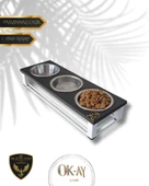 Kedi ve Köpekler İçin Sağlıklı Yeme Standı, Paslanmaz Çelik Şık Tasarım ve Kaymaz Ayaklar thumbnail 1