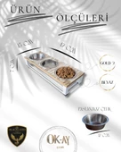 Kedi ve Köpekler İçin Sağlıklı Yeme Standı, Paslanmaz Çelik Şık Tasarım ve Kaymaz Ayaklar thumbnail 2