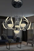 Yeni Fanuslu Şeker Top 4 Lü Arya XL Modern Sarkıt Salon Giriş Led Avize - 8