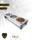 Kedi ve Köpekler İçin Sağlıklı Yeme Standı, Paslanmaz Çelik Şık Tasarım ve Kaymaz Ayaklar thumbnail 1