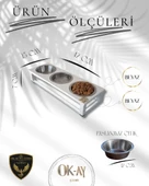 Kedi ve Köpekler İçin Sağlıklı Yeme Standı, Paslanmaz Çelik Şık Tasarım ve Kaymaz Ayaklar thumbnail 3