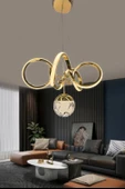 Kıvrım Tekli Cam Toplu Modern Oturma Led Avizesi - 6