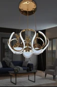 Yeni Fanuslu Şeker Top 4 Lü Arya XL Modern Sarkıt Salon Giriş Led Avize - 1