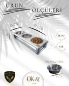 Kedi ve Köpekler İçin Sağlıklı Yeme Standı, Paslanmaz Çelik Şık Tasarım ve Kaymaz Ayaklar thumbnail 2