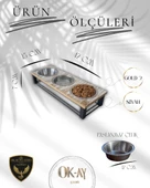 Kedi ve Köpekler İçin Sağlıklı Yeme Standı, Paslanmaz Çelik Şık Tasarım ve Kaymaz Ayaklar thumbnail 2