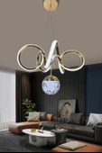 Kıvrım Tekli Cam Toplu Modern Oturma Led Avizesi - 1
