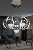 Yeni Fanuslu Şeker Top 4 Lü Arya XL Modern Sarkıt Salon Giriş Led Avize - 5