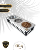 Kedi ve Köpekler İçin Sağlıklı Yeme Standı, Paslanmaz Çelik Şık Tasarım ve Kaymaz Ayaklar thumbnail 1