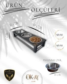 Kedi ve Köpekler İçin Sağlıklı Yeme Standı, Paslanmaz Çelik Şık Tasarım ve Kaymaz Ayaklar thumbnail 2