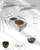 Kedi ve Köpekler İçin Sağlıklı Yeme Standı, Paslanmaz Çelik Şık Tasarım ve Kaymaz Ayaklar thumbnail 2