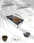 Kedi ve Köpekler İçin Sağlıklı Yeme Standı, Paslanmaz Çelik Şık Tasarım ve Kaymaz Ayaklar thumbnail 2