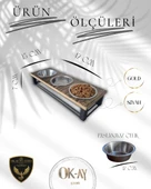 Kedi ve Köpekler İçin Sağlıklı Yeme Standı, Paslanmaz Çelik Şık Tasarım ve Kaymaz Ayaklar thumbnail 2