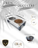 Kedi ve Köpekler İçin Sağlıklı Yeme Standı, Paslanmaz Çelik Şık Tasarım ve Kaymaz Ayaklar thumbnail 2