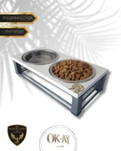 Kedi ve Köpekler İçin Sağlıklı Yeme Standı, Paslanmaz Çelik Şık Tasarım ve Kaymaz Ayaklar thumbnail 1