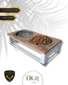 Kedi ve Köpekler İçin Sağlıklı Yeme Standı, Paslanmaz Çelik Şık Tasarım ve Kaymaz Ayaklar thumbnail 1