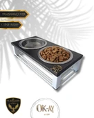 Kedi ve Köpekler İçin Sağlıklı Yeme Standı, Paslanmaz Çelik Şık Tasarım ve Kaymaz Ayaklar thumbnail 1