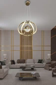 Arya Tek Toplu Led Avize 2 mt - Salon & Oturma Odası Avizesi - 2