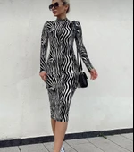 Kadın Zebra Desen Süet Kumaş Fırsat ürün Midi Boy Elbise - 1