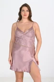Aria's Closet Büyük Beden 2li Vizon Sabahlık Takımı Bigsize 6205 - 2